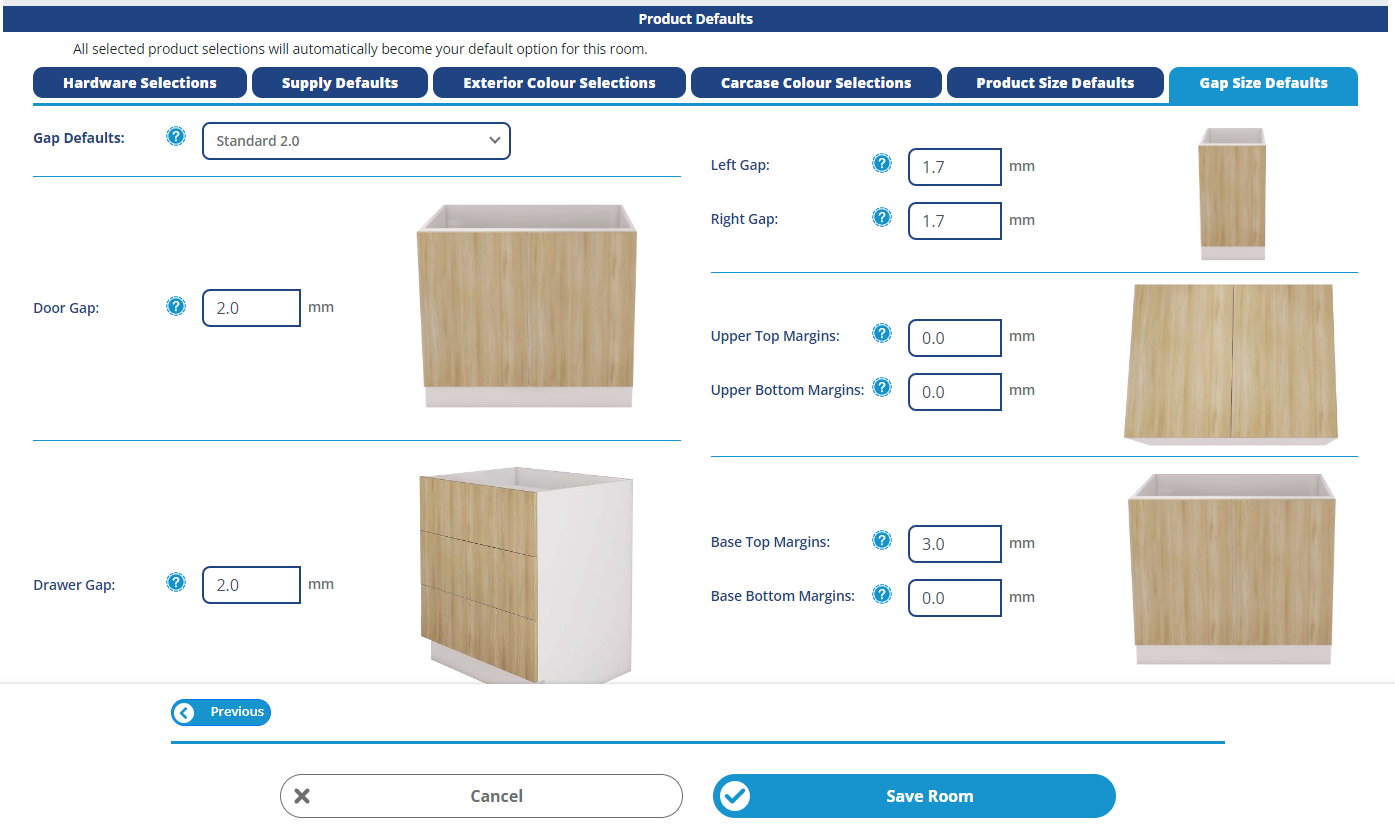 default gaps and margins
